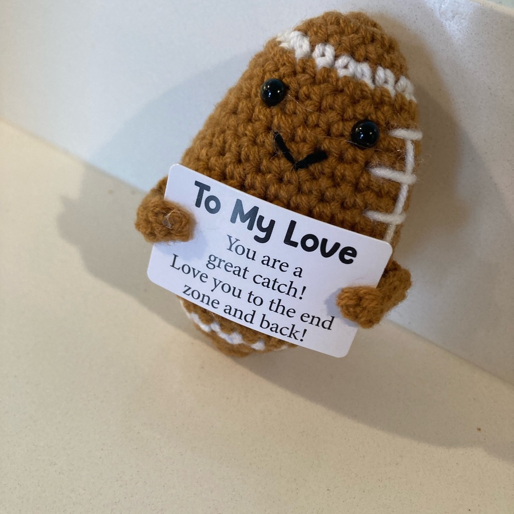 Cute Brown Crochet Football Plush